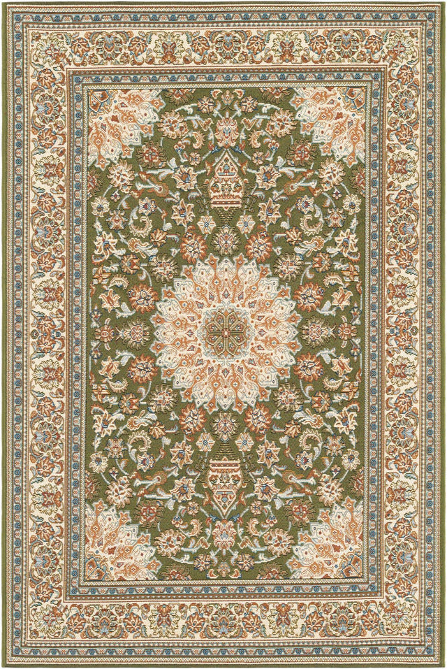 Green 4' 1 x 6' 1 Outdoor Traditional Rectangle Area Rug Weather Resistant for Patio, Deck, Terrace, Balcony, Porch Classical Design Outside Carpet for Sale at Rug Engine