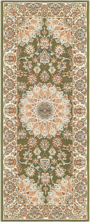Green 2' x 5' 1 Outdoor Traditional Runner Area Rug Weather Resistant for Patio, Deck, Terrace, Balcony, Porch Classical Design Outside Carpet for Sale at Rug Engine