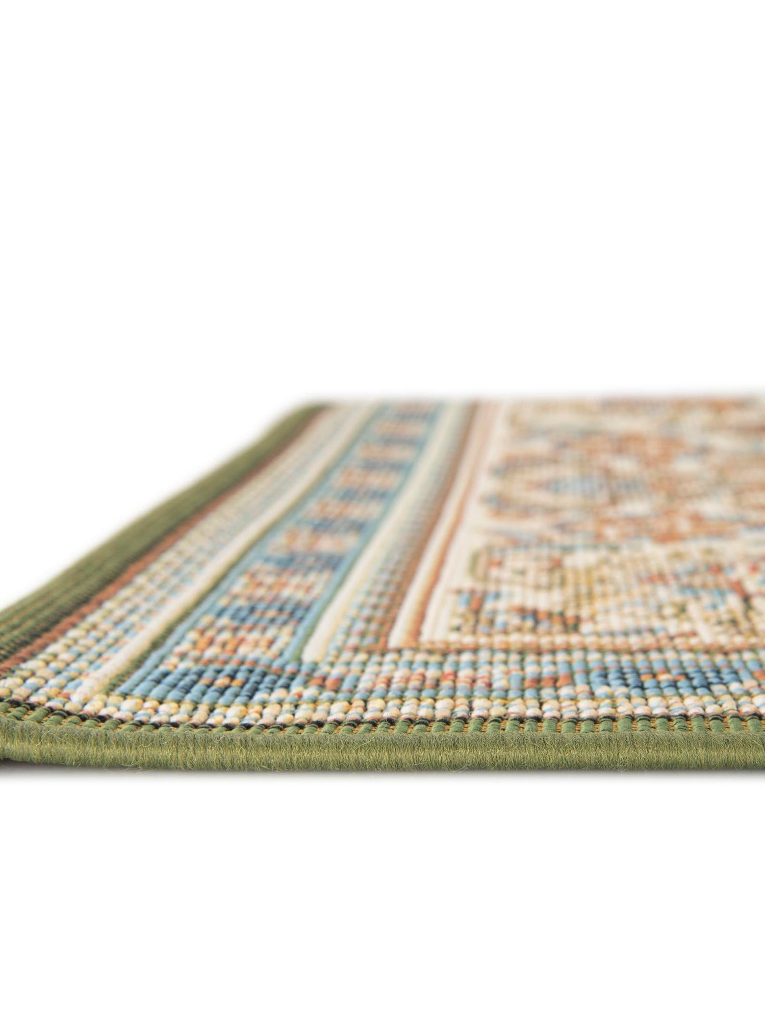 Green 4' 1 x 6' 1 Outdoor Traditional Rectangle Area Rug Weather Resistant for Patio, Deck, Terrace, Balcony, Porch Classical Design Outside Carpet for Sale at Rug Engine