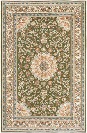 Green 5' 3 x 8' Outdoor Traditional Rectangle Area Rug Weather Resistant for Patio, Deck, Terrace, Balcony, Porch Classical Design Outside Carpet for Sale at Rug Engine
