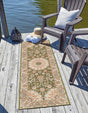 Green 2' 7 x 10' Outdoor Traditional Runner Area Rug Weather Resistant for Patio, Deck, Terrace, Balcony, Porch Classical Design Outside Carpet for Sale at Rug Engine