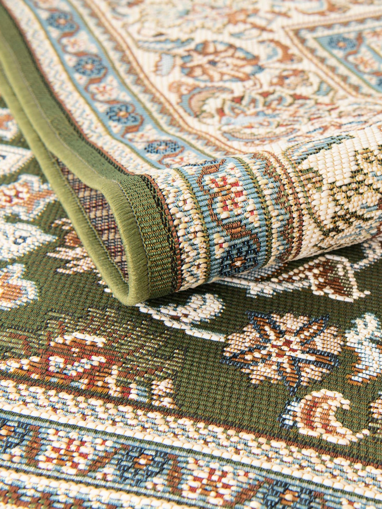 Green 2' x 8' Outdoor Traditional Runner Area Rug Weather Resistant for Patio, Deck, Terrace, Balcony, Porch Classical Design Outside Carpet for Sale at Rug Engine
