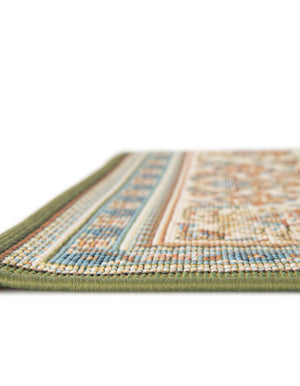 Green 2' x 5' 1 Outdoor Traditional Runner Area Rug Weather Resistant for Patio, Deck, Terrace, Balcony, Porch Classical Design Outside Carpet for Sale at Rug Engine