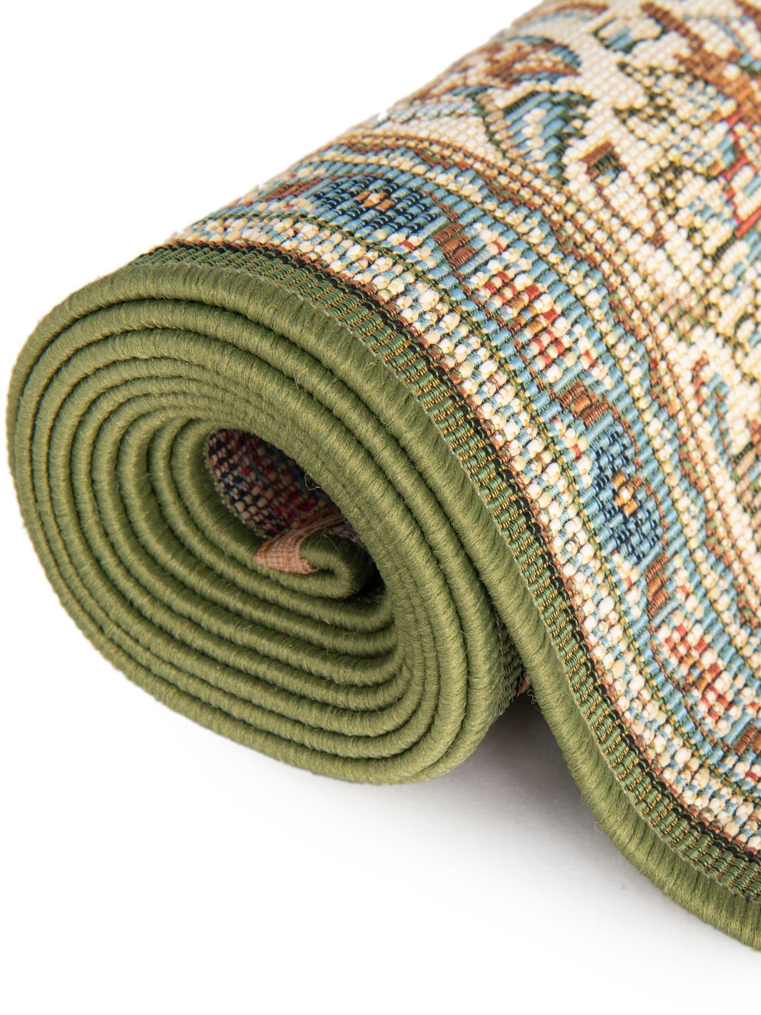 Green 2' 7 x 10' Outdoor Traditional Runner Area Rug Weather Resistant for Patio, Deck, Terrace, Balcony, Porch Classical Design Outside Carpet for Sale at Rug Engine