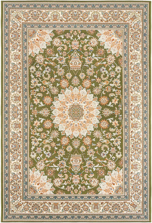 Green 6' 1 x 9' Outdoor Traditional Rectangle Area Rug Weather Resistant for Patio, Deck, Terrace, Balcony, Porch Classical Design Outside Carpet for Sale at Rug Engine