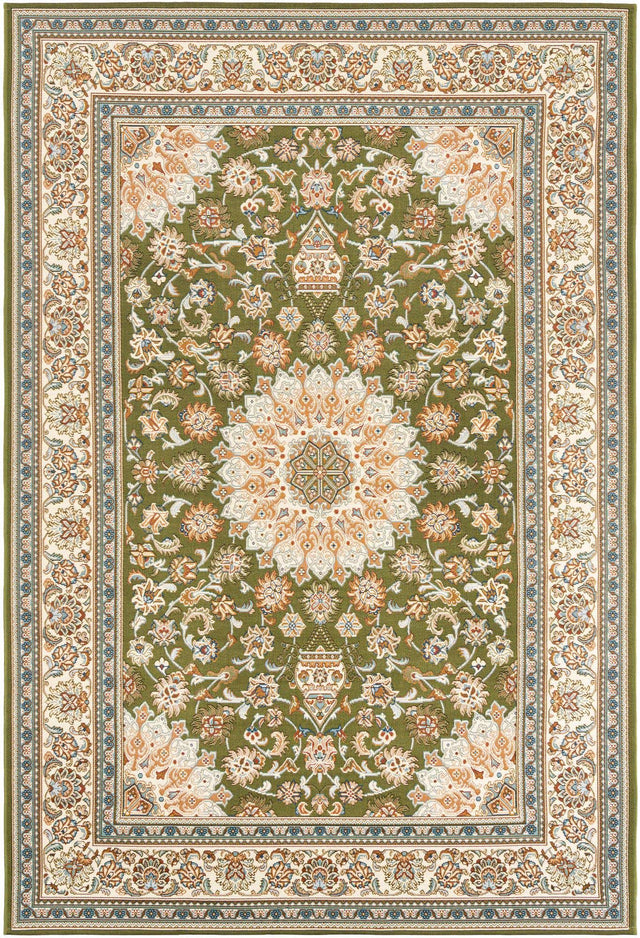 Green 6' 1 x 9' Outdoor Traditional Rectangle Area Rug Weather Resistant for Patio, Deck, Terrace, Balcony, Porch Classical Design Outside Carpet for Sale at Rug Engine