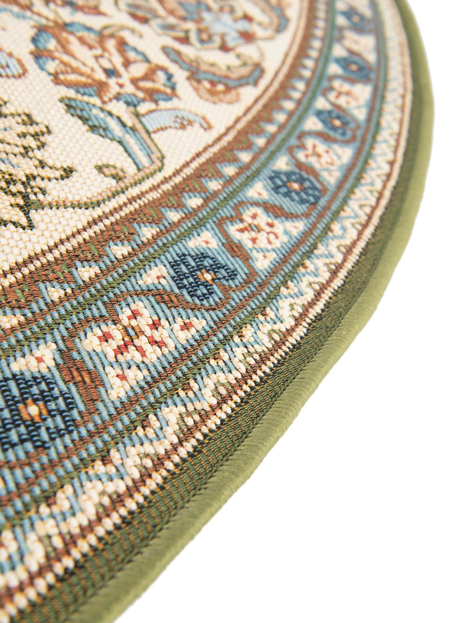 Green 4' 1 x 4' 1 Outdoor Traditional Round Area Rug Weather Resistant for Patio, Deck, Terrace, Balcony, Porch Classical Design Outside Carpet for Sale at Rug Engine