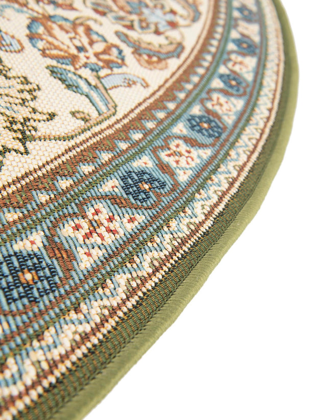 Green 4' 1 x 4' 1 Outdoor Traditional Round Area Rug Weather Resistant for Patio, Deck, Terrace, Balcony, Porch Classical Design Outside Carpet for Sale at Rug Engine