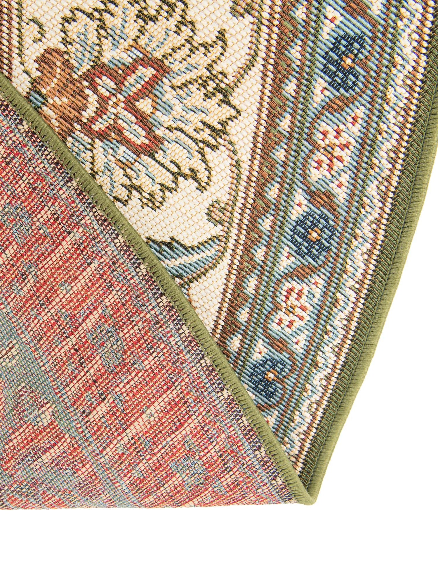 Green 6' 1 x 6' 1 Outdoor Traditional Round Area Rug Weather Resistant for Patio, Deck, Terrace, Balcony, Porch Classical Design Outside Carpet for Sale at Rug Engine