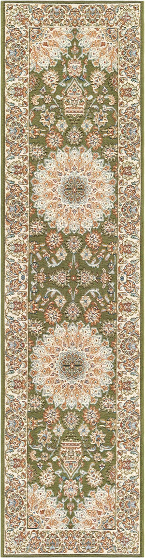Green 2' x 8' Outdoor Traditional Runner Area Rug Weather Resistant for Patio, Deck, Terrace, Balcony, Porch Classical Design Outside Carpet for Sale at Rug Engine