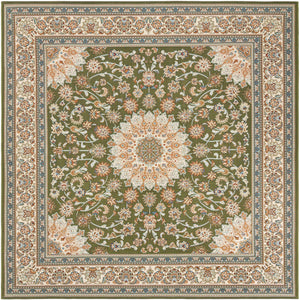 Green 7' 10 x 7' 10 Outdoor Traditional Square Area Rug Weather Resistant for Patio, Deck, Terrace, Balcony, Porch Classical Design Outside Carpet for Sale at Rug Engine