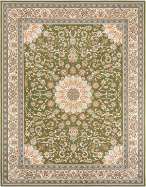 Green 7' 10 x 10' Outdoor Traditional Rectangle Area Rug Weather Resistant for Patio, Deck, Terrace, Balcony, Porch Classical Design Outside Carpet for Sale at Rug Engine