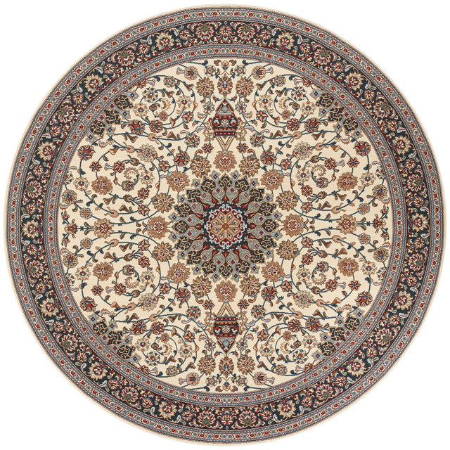 Ivory 10' x 10' Outdoor Traditional Round Area Rug Weather Resistant for Patio, Deck, Terrace, Balcony, Porch Classical Design Outside Carpet for Sale at Rug Engine