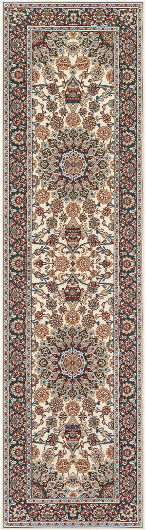 Ivory 2' 7 x 10' Outdoor Traditional Runner Area Rug Weather Resistant for Patio, Deck, Terrace, Balcony, Porch Classical Design Outside Carpet for Sale at Rug Engine