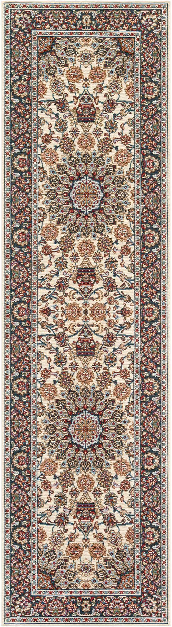 Ivory 2' 7 x 10' Outdoor Traditional Runner Area Rug Weather Resistant for Patio, Deck, Terrace, Balcony, Porch Classical Design Outside Carpet for Sale at Rug Engine