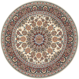 Ivory 4' 1 x 4' 1 Outdoor Traditional Round Area Rug Weather Resistant for Patio, Deck, Terrace, Balcony, Porch Classical Design Outside Carpet for Sale at Rug Engine