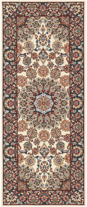 Ivory 2' x 5' 1 Outdoor Traditional Runner Area Rug Weather Resistant for Patio, Deck, Terrace, Balcony, Porch Classical Design Outside Carpet for Sale at Rug Engine