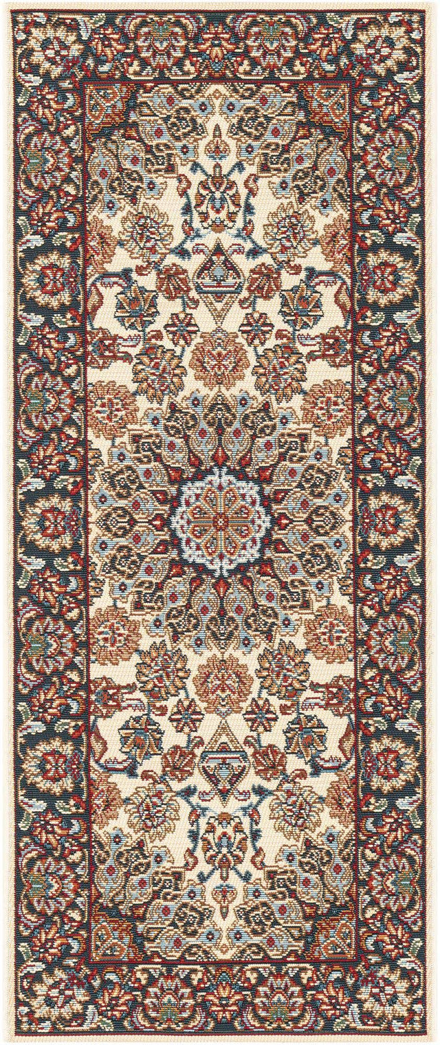 Ivory 2' x 5' 1 Outdoor Traditional Runner Area Rug Weather Resistant for Patio, Deck, Terrace, Balcony, Porch Classical Design Outside Carpet for Sale at Rug Engine