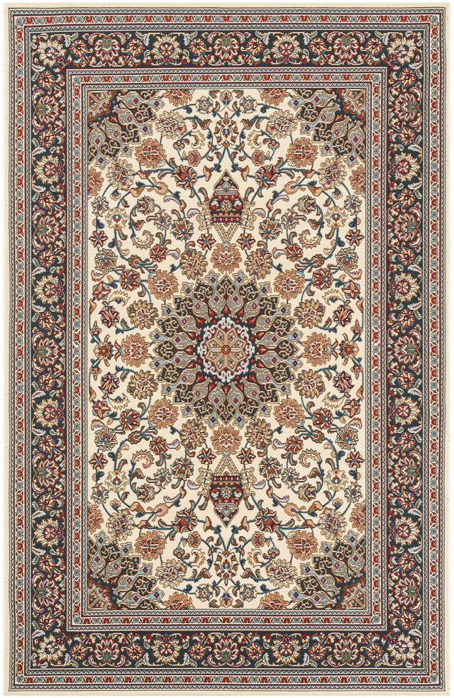 Ivory 5' 3 x 8' Outdoor Traditional Rectangle Area Rug Weather Resistant for Patio, Deck, Terrace, Balcony, Porch Classical Design Outside Carpet for Sale at Rug Engine