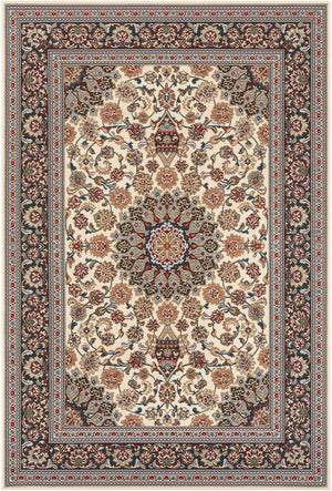 Ivory 6' 1 x 9' Outdoor Traditional Rectangle Area Rug Weather Resistant for Patio, Deck, Terrace, Balcony, Porch Classical Design Outside Carpet for Sale at Rug Engine