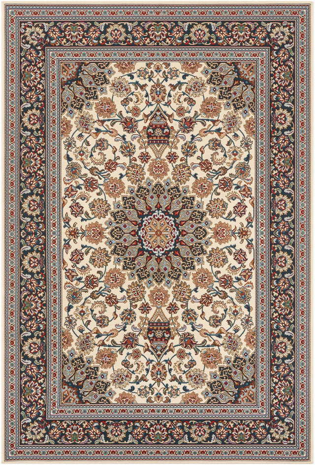 Ivory 6' 1 x 9' Outdoor Traditional Rectangle Area Rug Weather Resistant for Patio, Deck, Terrace, Balcony, Porch Classical Design Outside Carpet for Sale at Rug Engine
