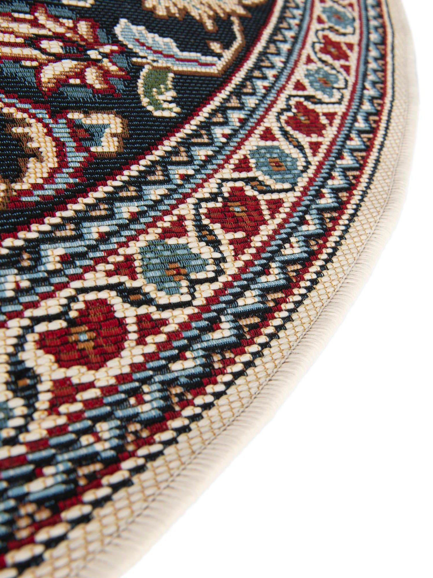 Ivory 7' 10 x 7' 10 Outdoor Traditional Round Area Rug Weather Resistant for Patio, Deck, Terrace, Balcony, Porch Classical Design Outside Carpet for Sale at Rug Engine