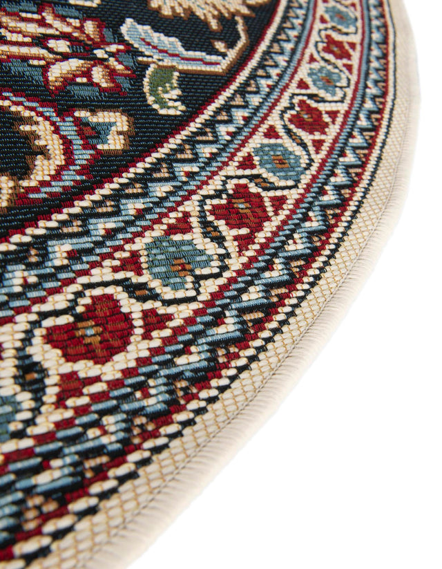 Ivory 7' 10 x 7' 10 Outdoor Traditional Round Area Rug Weather Resistant for Patio, Deck, Terrace, Balcony, Porch Classical Design Outside Carpet for Sale at Rug Engine