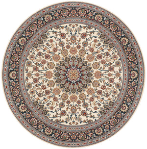 Ivory 7' 10 x 7' 10 Outdoor Traditional Round Area Rug Weather Resistant for Patio, Deck, Terrace, Balcony, Porch Classical Design Outside Carpet for Sale at Rug Engine