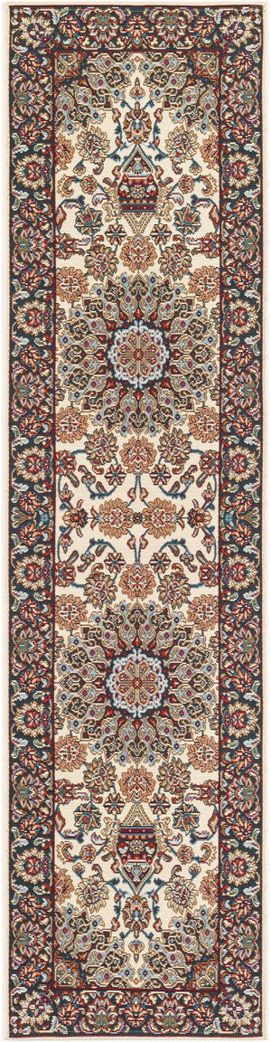 Ivory 2' x 8' Outdoor Traditional Runner Area Rug Weather Resistant for Patio, Deck, Terrace, Balcony, Porch Classical Design Outside Carpet for Sale at Rug Engine