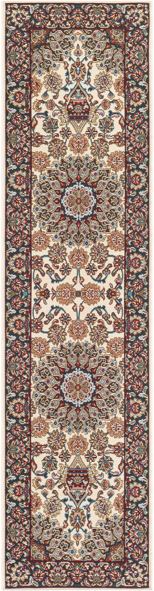 Ivory 2' x 8' Outdoor Traditional Runner Area Rug Weather Resistant for Patio, Deck, Terrace, Balcony, Porch Classical Design Outside Carpet for Sale at Rug Engine