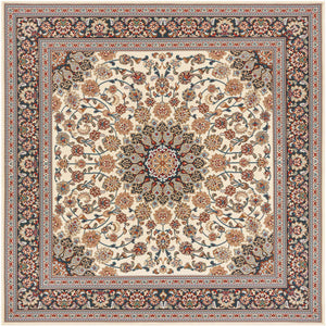 Ivory 7' 10 x 7' 10 Outdoor Traditional Square Area Rug Weather Resistant for Patio, Deck, Terrace, Balcony, Porch Classical Design Outside Carpet for Sale at Rug Engine