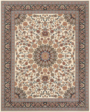 Ivory 7' 10 x 10' Outdoor Traditional Rectangle Area Rug Weather Resistant for Patio, Deck, Terrace, Balcony, Porch Classical Design Outside Carpet for Sale at Rug Engine