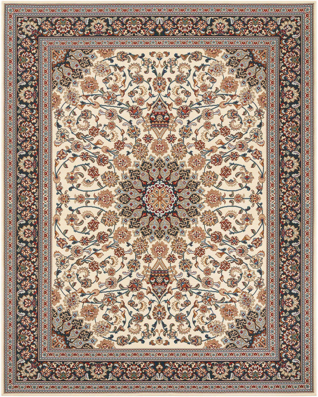 Ivory 7' 10 x 10' Outdoor Traditional Rectangle Area Rug Weather Resistant for Patio, Deck, Terrace, Balcony, Porch Classical Design Outside Carpet for Sale at Rug Engine