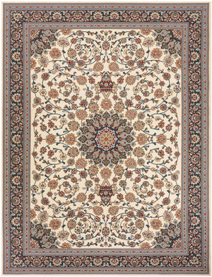 Ivory 9' x 12' Outdoor Traditional Rectangle Area Rug Weather Resistant for Patio, Deck, Terrace, Balcony, Porch Classical Design Outside Carpet for Sale at Rug Engine
