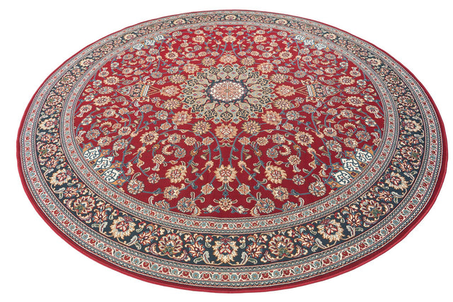 Red 10' x 10' Outdoor Traditional Round Area Rug Weather Resistant for Patio, Deck, Terrace, Balcony, Porch Classical Design Outside Carpet for Sale at Rug Engine