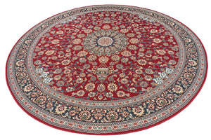 Red 10' x 10' Outdoor Traditional Round Area Rug Weather Resistant for Patio, Deck, Terrace, Balcony, Porch Classical Design Outside Carpet for Sale at Rug Engine