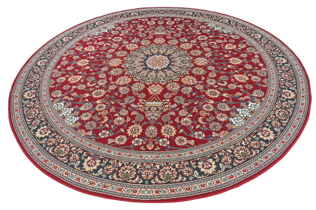 Red 10' x 10' Outdoor Traditional Round Area Rug Weather Resistant for Patio, Deck, Terrace, Balcony, Porch Classical Design Outside Carpet for Sale at Rug Engine