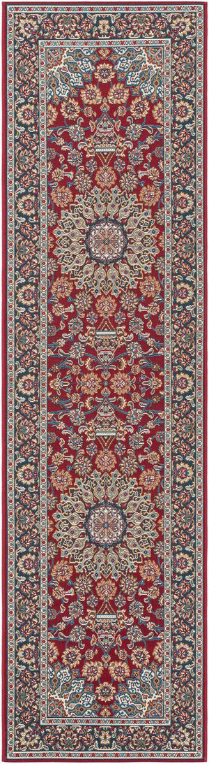Red 2' 7 x 10' Outdoor Traditional Runner Area Rug Weather Resistant for Patio, Deck, Terrace, Balcony, Porch Classical Design Outside Carpet for Sale at Rug Engine