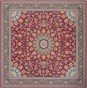 Red 10' x 10' Outdoor Traditional Square Area Rug Weather Resistant for Patio, Deck, Terrace, Balcony, Porch Classical Design Outside Carpet for Sale at Rug Engine