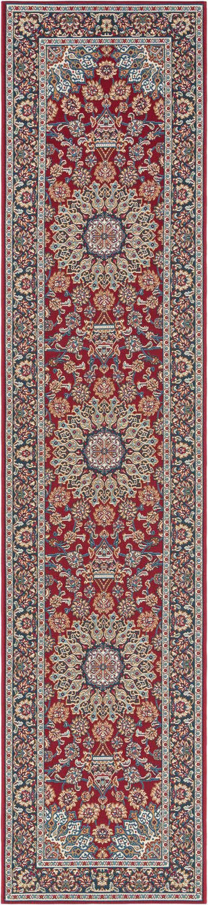 Red 2' 7 x 12' Outdoor Traditional Runner Area Rug Weather Resistant for Patio, Deck, Terrace, Balcony, Porch Classical Design Outside Carpet for Sale at Rug Engine