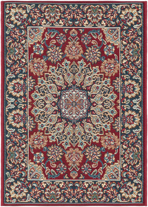 Red 2' x 3' 1 Outdoor Traditional Rectangle Area Rug Weather Resistant for Patio, Deck, Terrace, Balcony, Porch Classical Design Outside Carpet for Sale at Rug Engine
