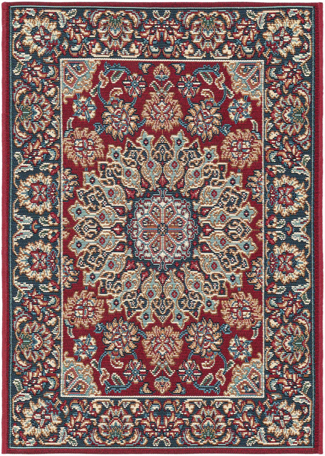 Red 2' x 3' 1 Outdoor Traditional Rectangle Area Rug Weather Resistant for Patio, Deck, Terrace, Balcony, Porch Classical Design Outside Carpet for Sale at Rug Engine