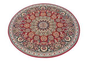 Red 3' 3 x 3' 3 Outdoor Traditional Round Area Rug Weather Resistant for Patio, Deck, Terrace, Balcony, Porch Classical Design Outside Carpet for Sale at Rug Engine