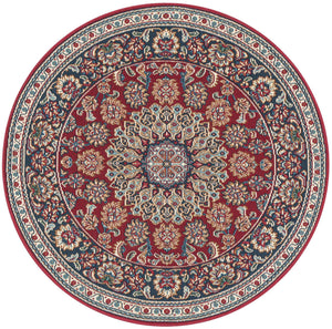 Red 3' 3 x 3' 3 Outdoor Traditional Round Area Rug Weather Resistant for Patio, Deck, Terrace, Balcony, Porch Classical Design Outside Carpet for Sale at Rug Engine