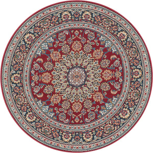 Red 4' 1 x 4' 1 Outdoor Traditional Round Area Rug Weather Resistant for Patio, Deck, Terrace, Balcony, Porch Classical Design Outside Carpet for Sale at Rug Engine