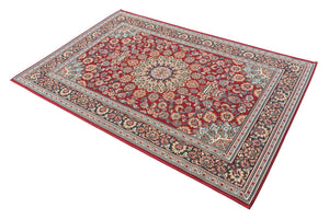 Red 4' 1 x 6' 1 Outdoor Traditional Rectangle Area Rug Weather Resistant for Patio, Deck, Terrace, Balcony, Porch Classical Design Outside Carpet for Sale at Rug Engine
