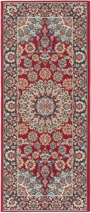 Red 2' x 5' 1 Outdoor Traditional Runner Area Rug Weather Resistant for Patio, Deck, Terrace, Balcony, Porch Classical Design Outside Carpet for Sale at Rug Engine