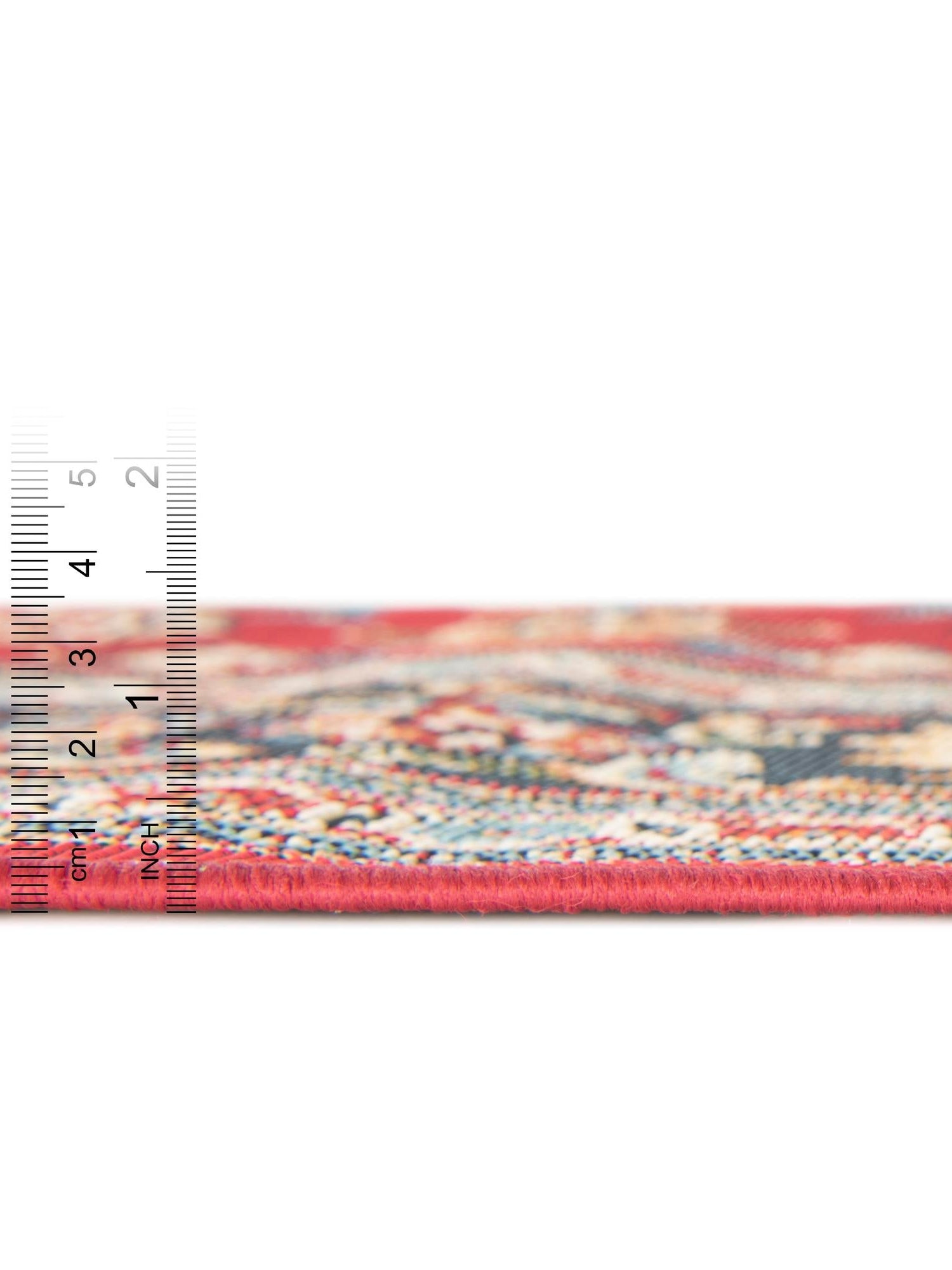 Red 7' 10 x 10' Outdoor Traditional Rectangle Area Rug Weather Resistant for Patio, Deck, Terrace, Balcony, Porch Classical Design Outside Carpet for Sale at Rug Engine