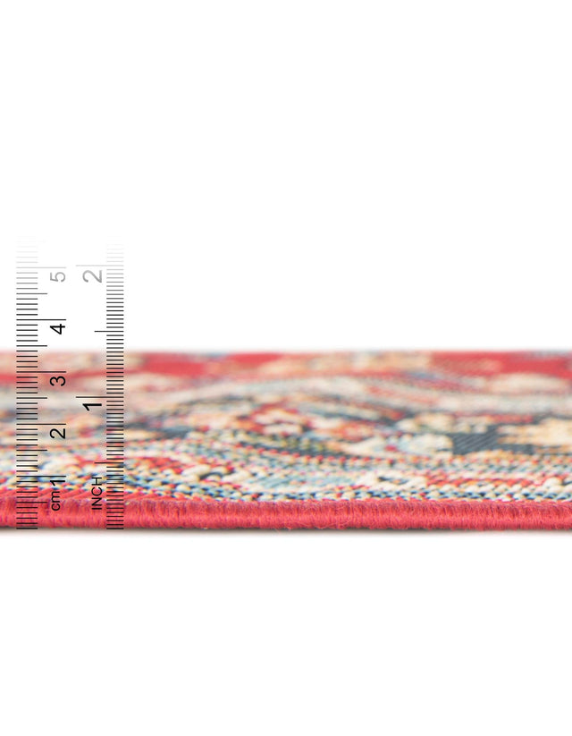 Red 7' 10 x 10' Outdoor Traditional Rectangle Area Rug Weather Resistant for Patio, Deck, Terrace, Balcony, Porch Classical Design Outside Carpet for Sale at Rug Engine