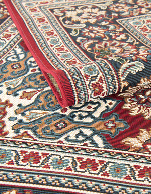 Red 7' 10 x 10' Outdoor Traditional Rectangle Area Rug Weather Resistant for Patio, Deck, Terrace, Balcony, Porch Classical Design Outside Carpet for Sale at Rug Engine